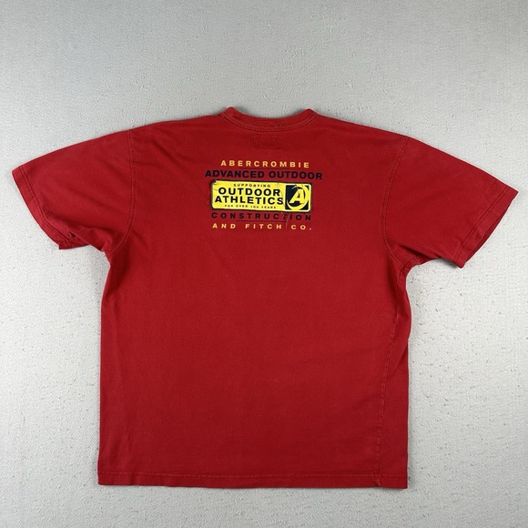 Vtg Y2K Abercrombie Fitch Graphic T Shirt Men's Large Red Faded Distressed Logo - Picture 1 of 16